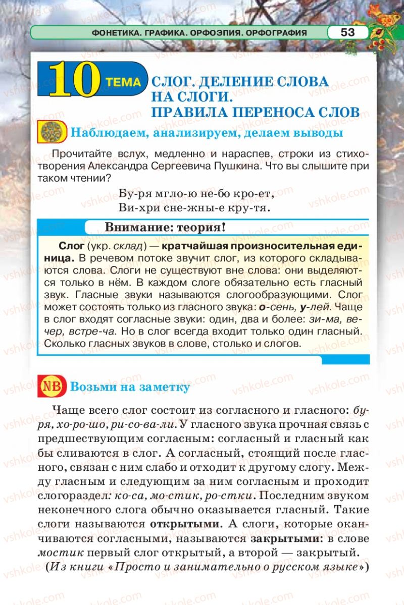 Страница 53 | Підручник Русский язык 5 клас Л.В. Давидюк 2013