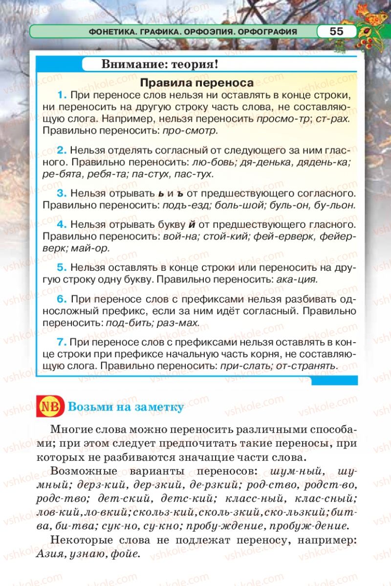 Страница 55 | Підручник Русский язык 5 клас Л.В. Давидюк 2013
