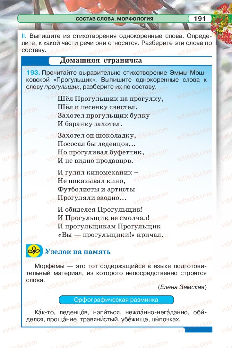 Страница 191 | Підручник Русский язык 5 клас Л.В. Давидюк 2013