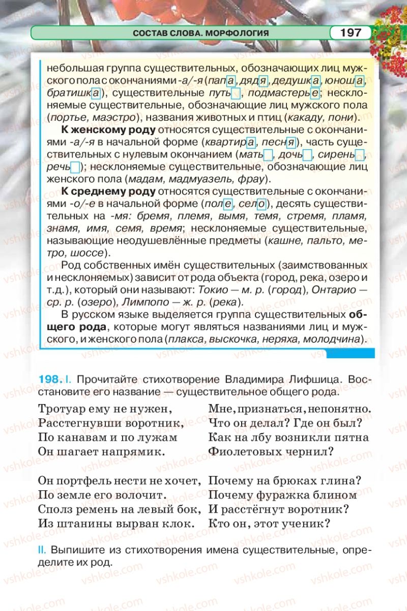 Страница 197 | Підручник Русский язык 5 клас Л.В. Давидюк 2013