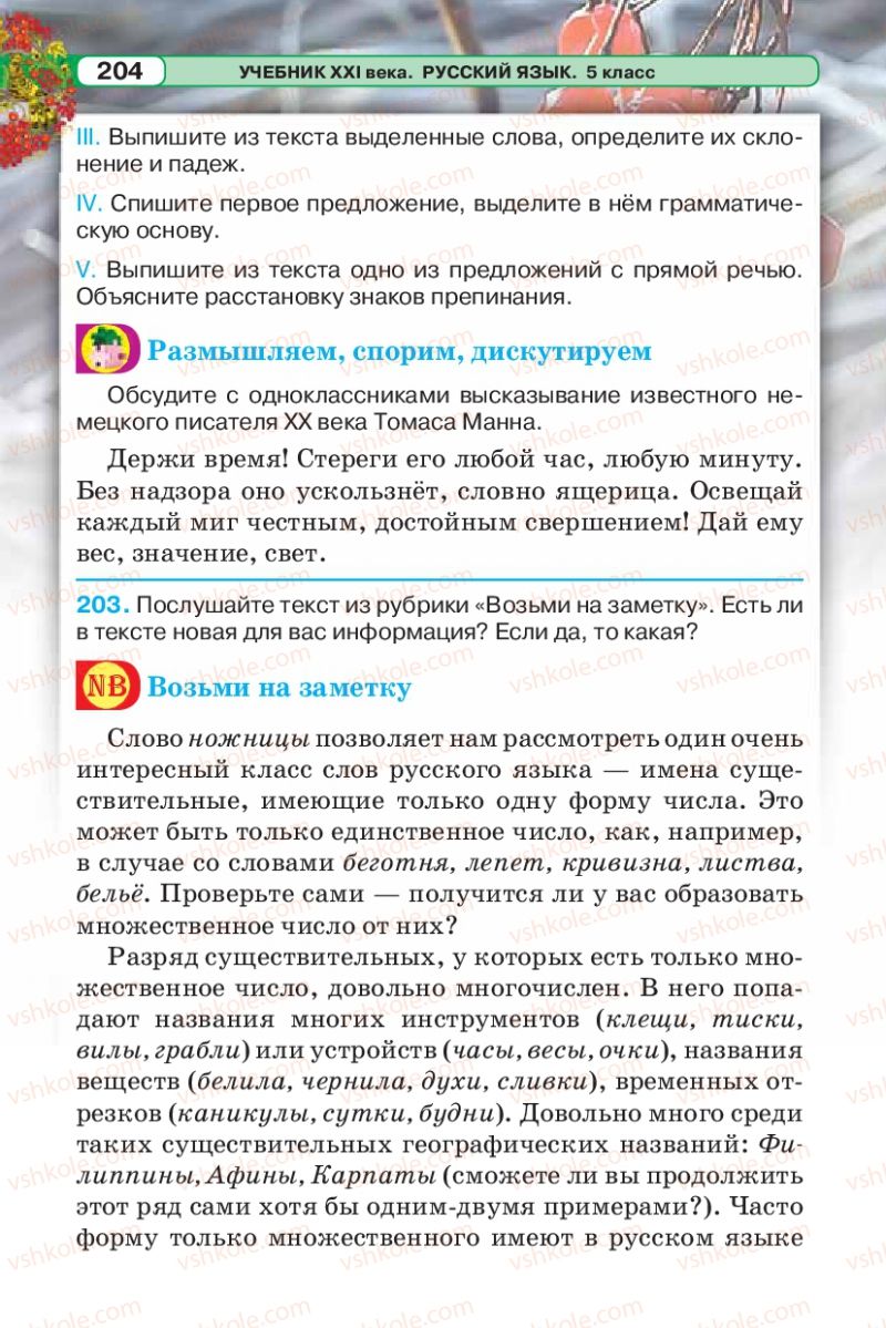 Страница 204 | Підручник Русский язык 5 клас Л.В. Давидюк 2013