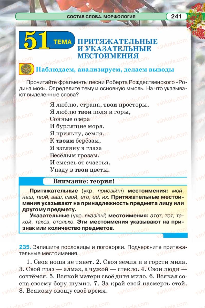 Страница 241 | Підручник Русский язык 5 клас Л.В. Давидюк 2013