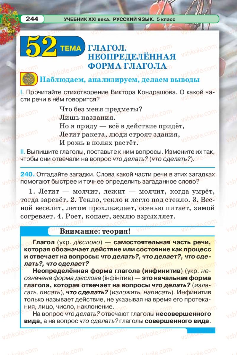 Страница 244 | Підручник Русский язык 5 клас Л.В. Давидюк 2013
