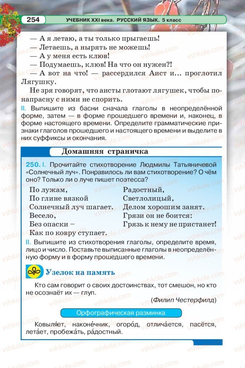 Страница 254 | Підручник Русский язык 5 клас Л.В. Давидюк 2013
