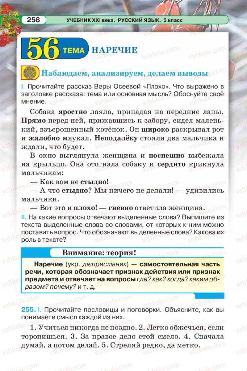 Страница 258 | Підручник Русский язык 5 клас Л.В. Давидюк 2013