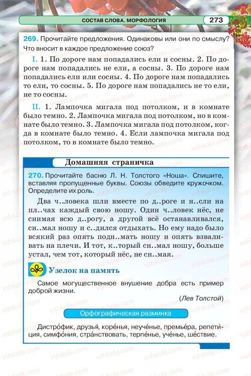 Страница 273 | Підручник Русский язык 5 клас Л.В. Давидюк 2013