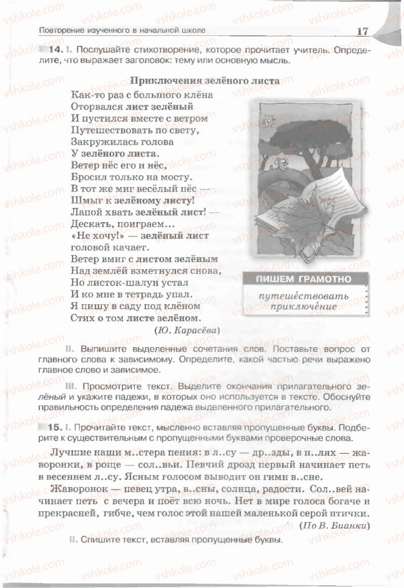 Страница 17 | Підручник Русский язык 5 клас Е.И. Быкова, Л.В. Давидюк, Е.С. Снитко, Е.Ф. Рачко 2013