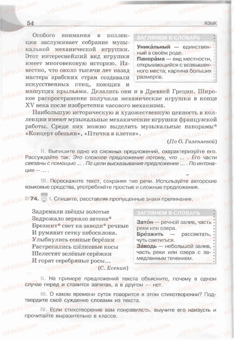 Страница 54 | Підручник Русский язык 5 клас Е.И. Быкова, Л.В. Давидюк, Е.С. Снитко, Е.Ф. Рачко 2013