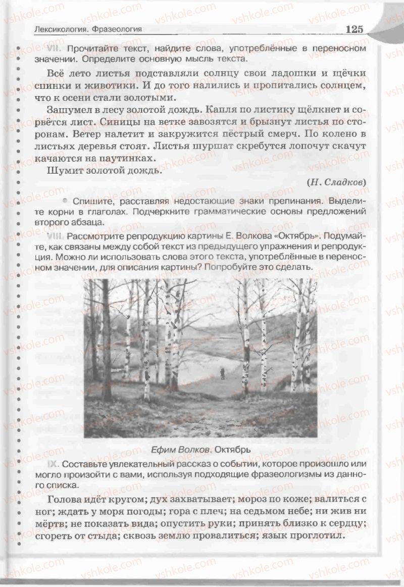 Страница 125 | Підручник Русский язык 5 клас Е.И. Быкова, Л.В. Давидюк, Е.С. Снитко, Е.Ф. Рачко 2013