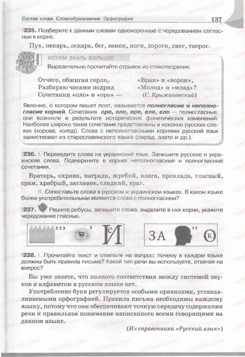 Страница 137 | Підручник Русский язык 5 клас Е.И. Быкова, Л.В. Давидюк, Е.С. Снитко, Е.Ф. Рачко 2013