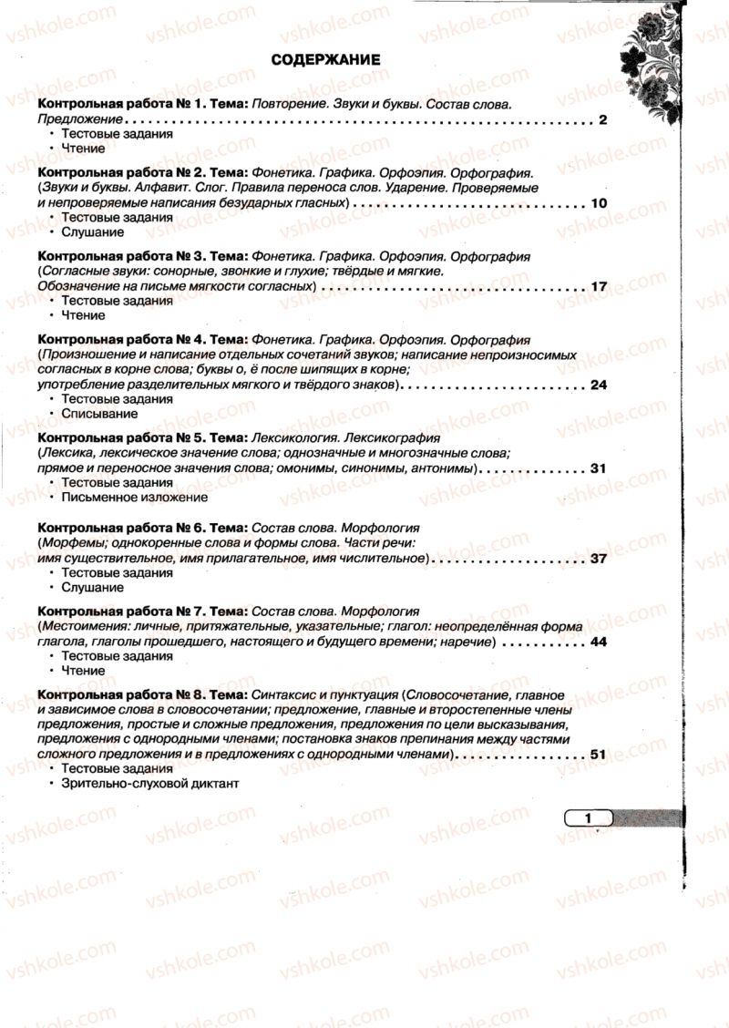 Страница 1 | Підручник Русский язык 5 клас Л.В. Давидюк, Е.Л. Фидкевич 2013 Тетрадь для контрольных работ