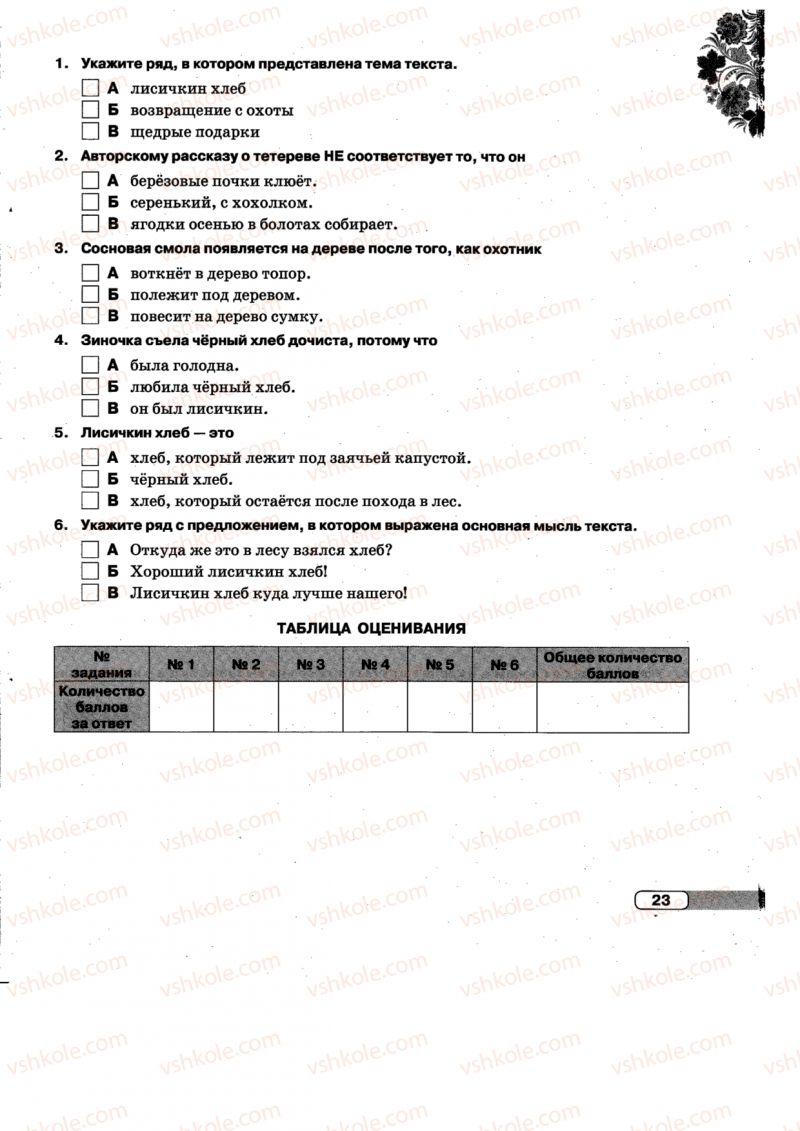 Страница 23 | Підручник Русский язык 5 клас Л.В. Давидюк, Е.Л. Фидкевич 2013 Тетрадь для контрольных работ