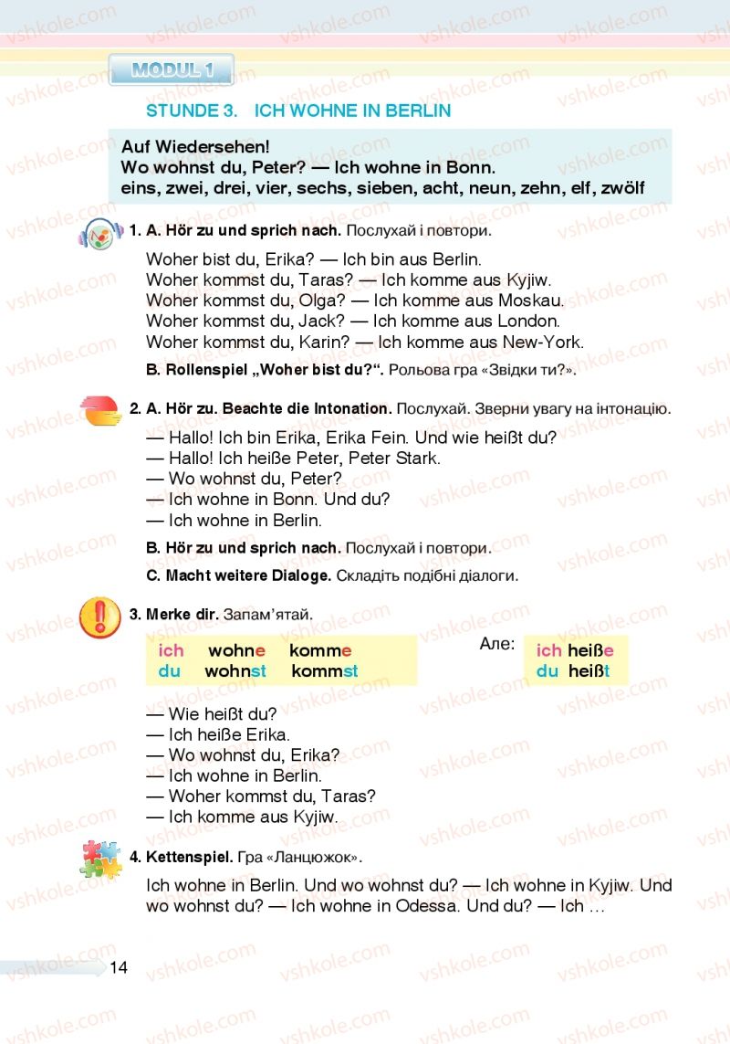 Страница 14 | Підручник Німецька мова 5 клас М.М. Сидоренко, О.А. Палій 2013