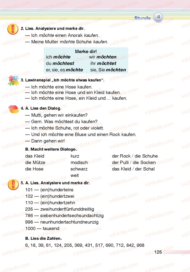Страница 125 | Підручник Німецька мова 5 клас М.М. Сидоренко, О.А. Палій 2013