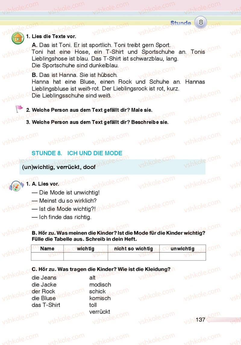 Страница 137 | Підручник Німецька мова 5 клас М.М. Сидоренко, О.А. Палій 2013