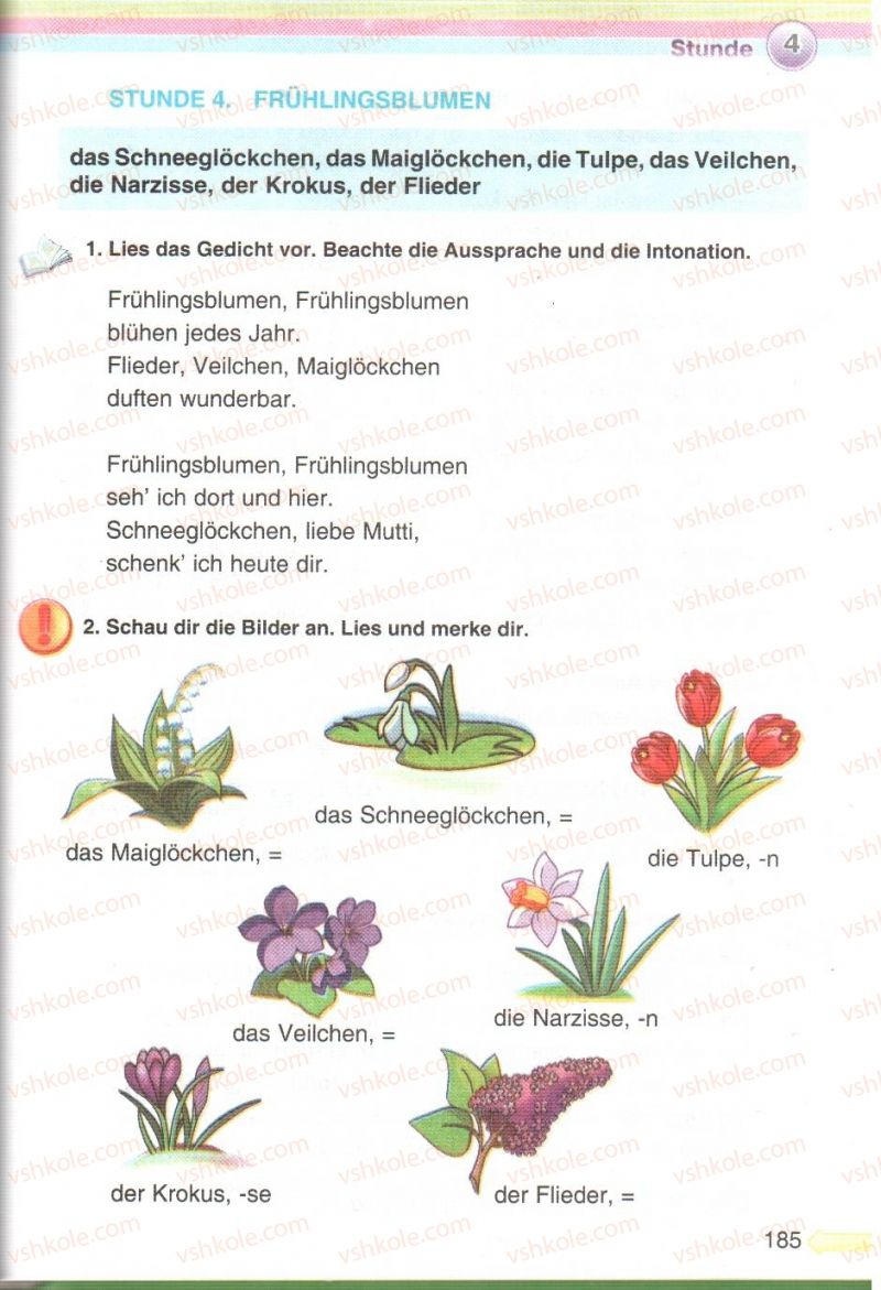 Страница 185 | Підручник Німецька мова 5 клас М.М. Сидоренко, О.А. Палій 2013