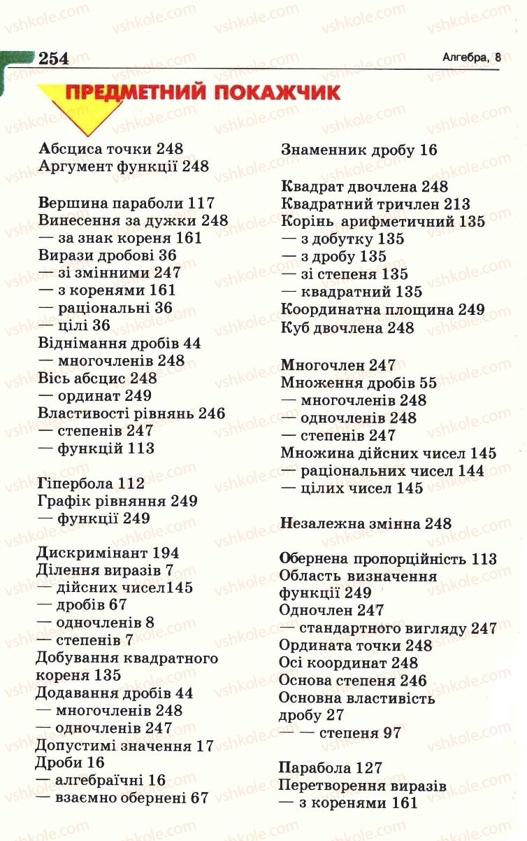 Страница 254 | Підручник Алгебра 8 клас Г.П. Бевз, В.Г. Бевз 2008