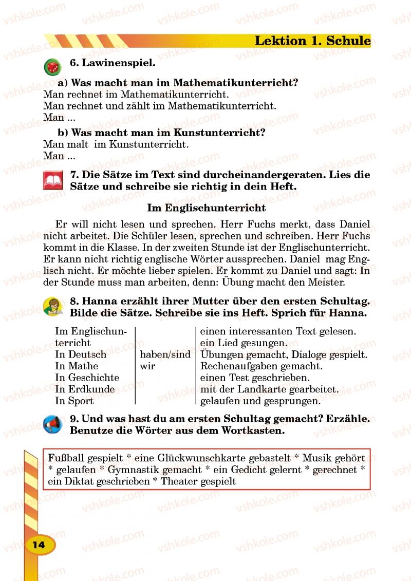 Страница 14 | Підручник Німецька мова 5 клас Л.В. Горбач, Г.Ю. Трінька 2013