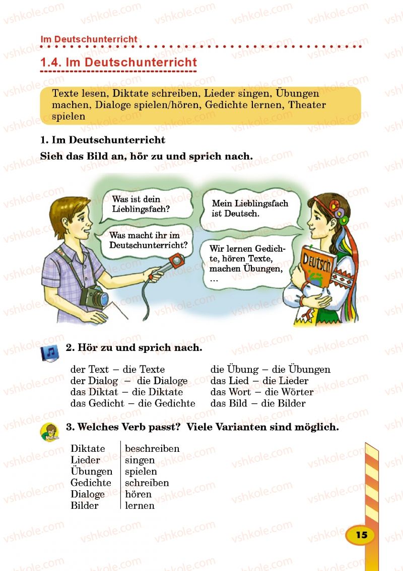 Страница 15 | Підручник Німецька мова 5 клас Л.В. Горбач, Г.Ю. Трінька 2013