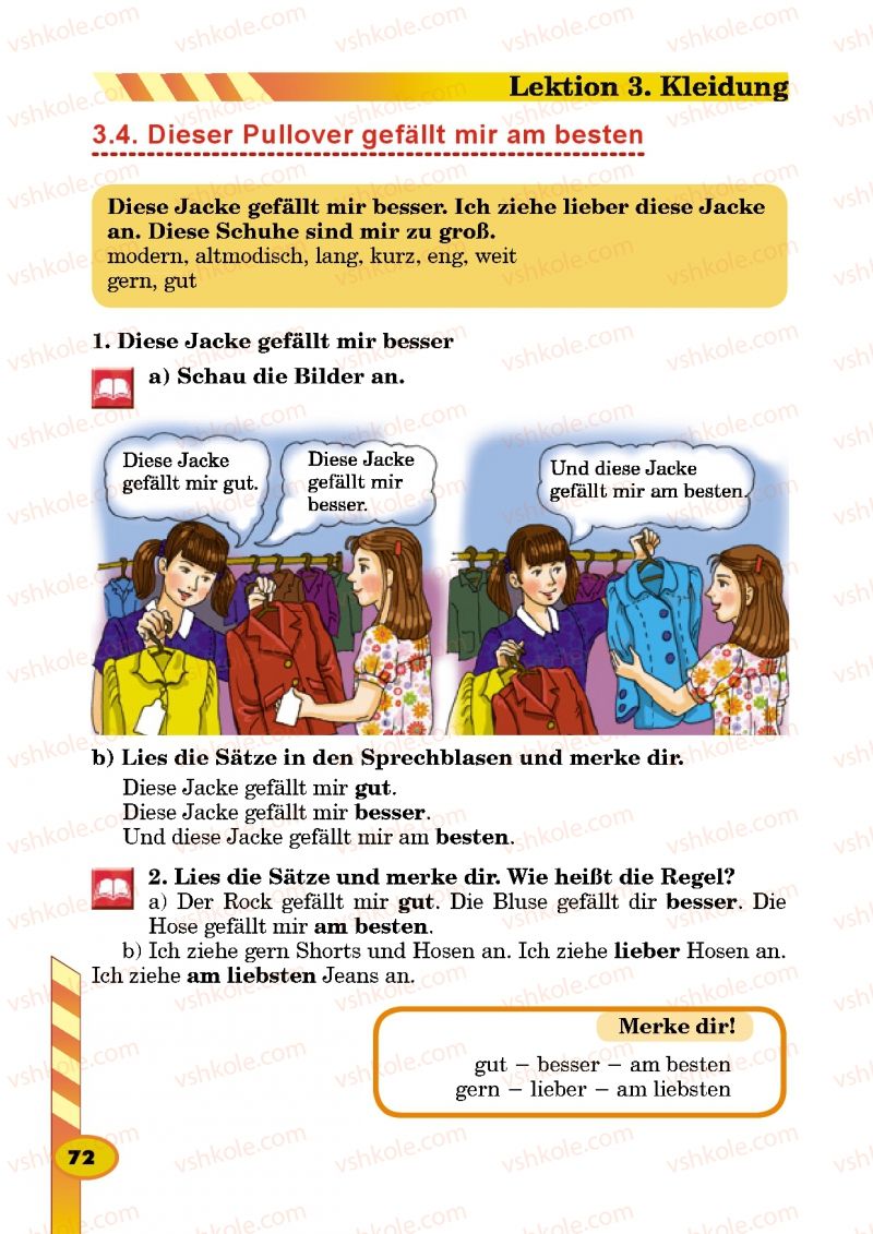 Страница 72 | Підручник Німецька мова 5 клас Л.В. Горбач, Г.Ю. Трінька 2013