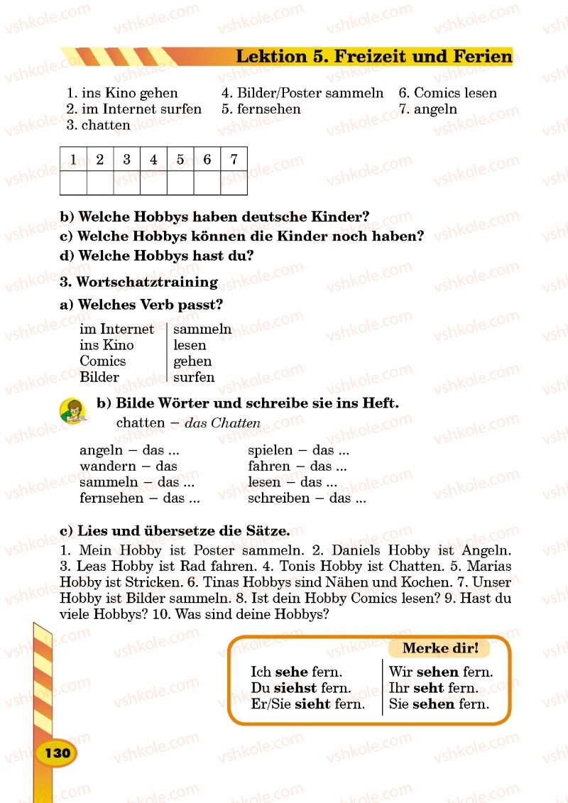 Страница 130 | Підручник Німецька мова 5 клас Л.В. Горбач, Г.Ю. Трінька 2013