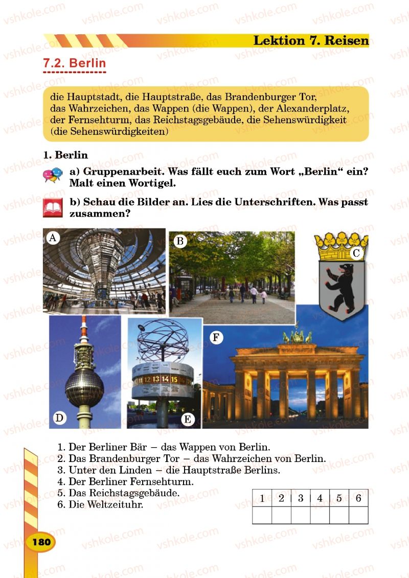Страница 180 | Підручник Німецька мова 5 клас Л.В. Горбач, Г.Ю. Трінька 2013