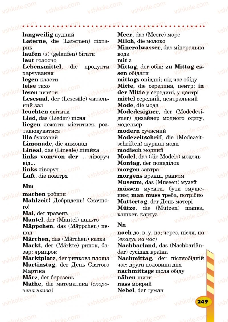 Страница 249 | Підручник Німецька мова 5 клас Л.В. Горбач, Г.Ю. Трінька 2013