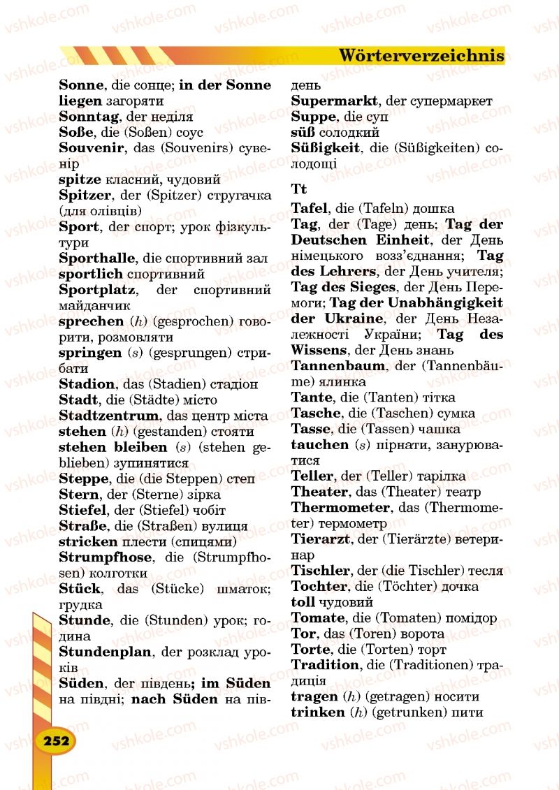 Страница 252 | Підручник Німецька мова 5 клас Л.В. Горбач, Г.Ю. Трінька 2013