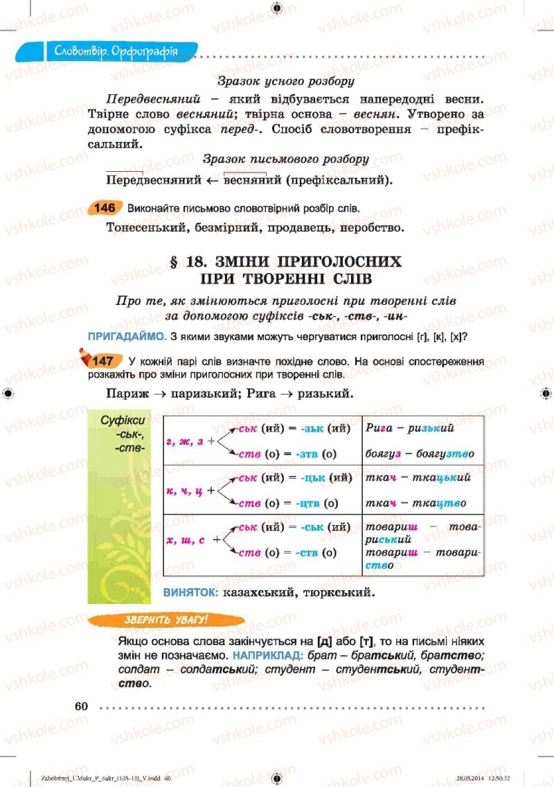 Страница 60 | Підручник Українська мова 6 клас В.В. Заболотний, О.В. Заболотний 2014