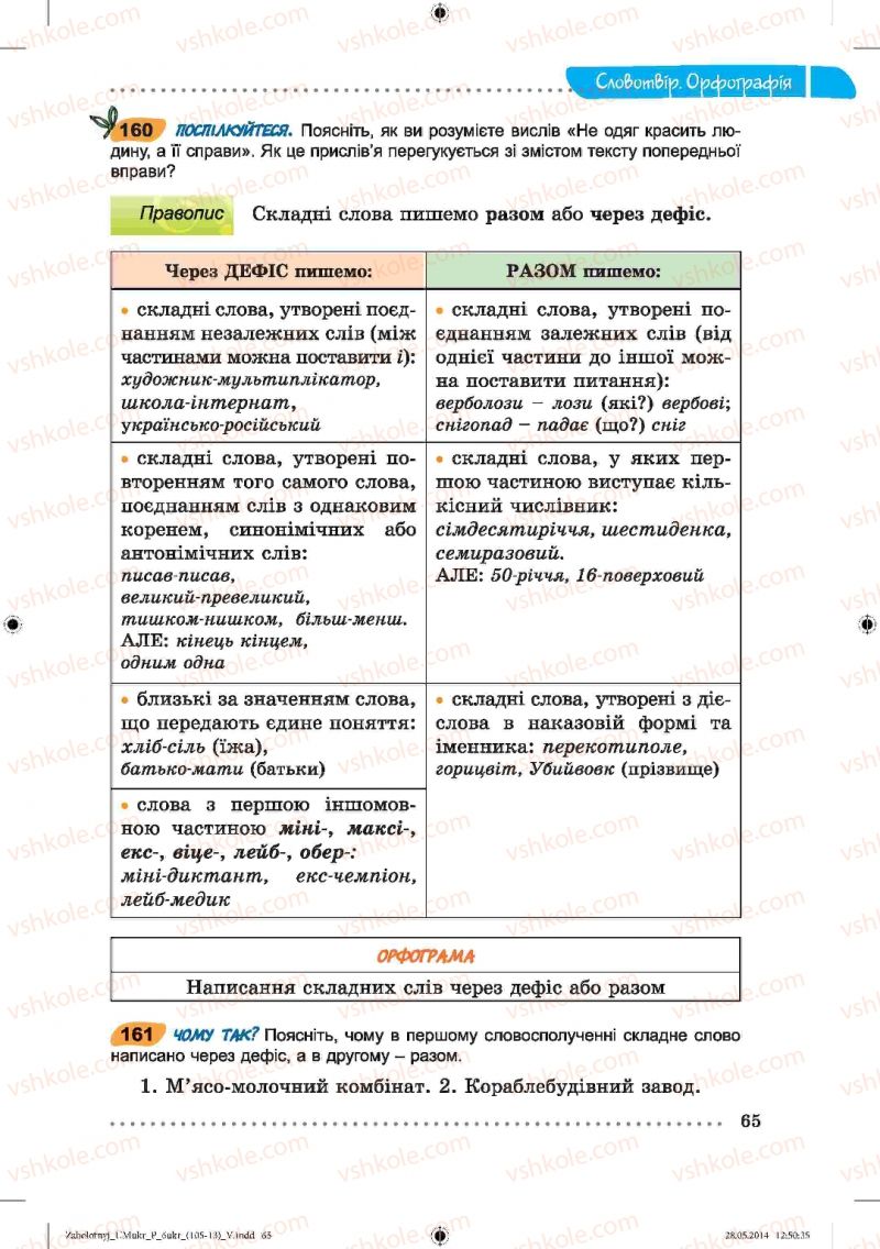 Страница 65 | Підручник Українська мова 6 клас В.В. Заболотний, О.В. Заболотний 2014