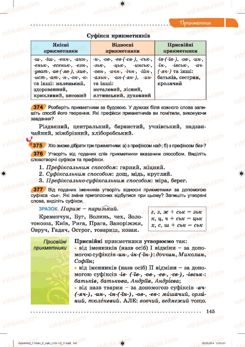 Страница 145 | Підручник Українська мова 6 клас В.В. Заболотний, О.В. Заболотний 2014