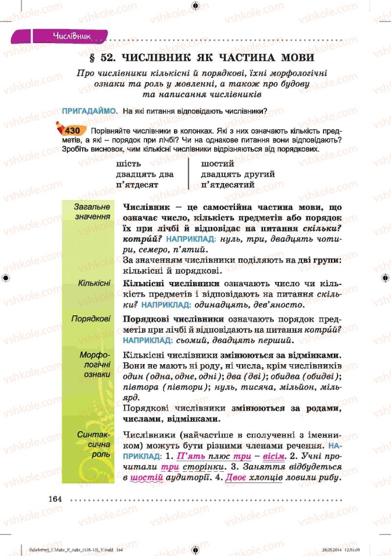 Страница 164 | Підручник Українська мова 6 клас В.В. Заболотний, О.В. Заболотний 2014