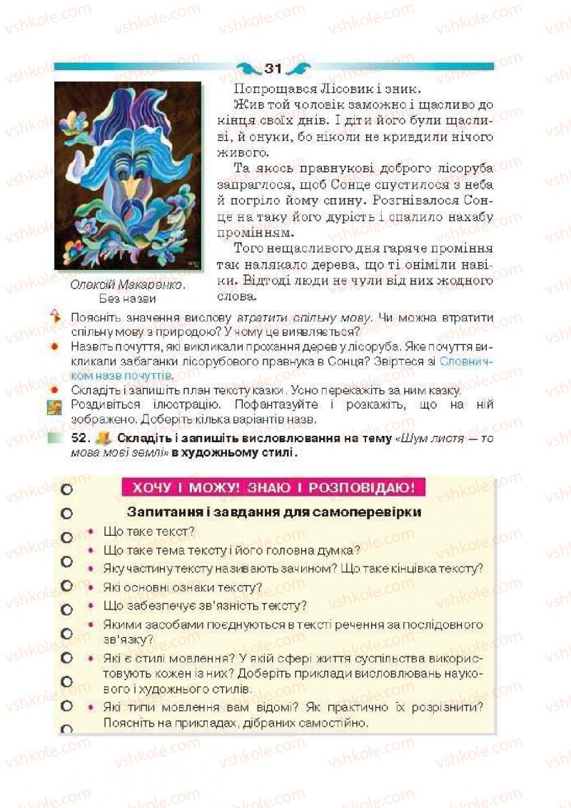 Страница 31 | Підручник Українська мова 6 клас О.П. Глазова 2014