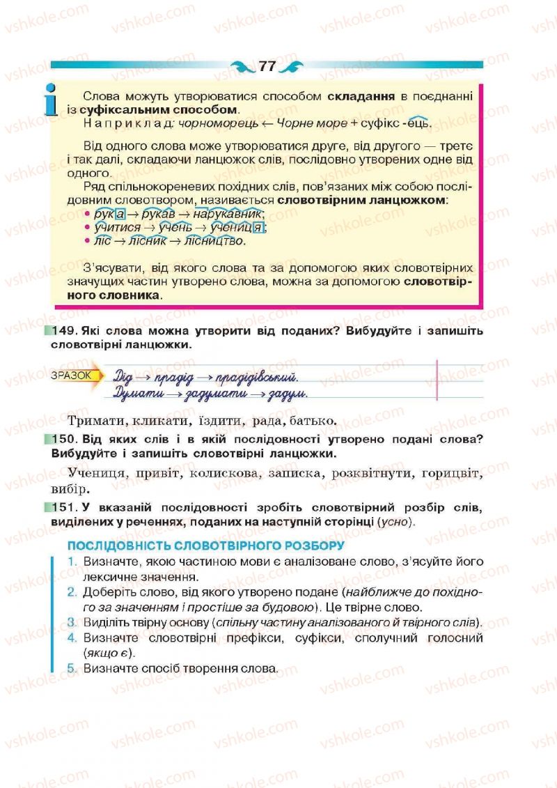 Страница 77 | Підручник Українська мова 6 клас О.П. Глазова 2014