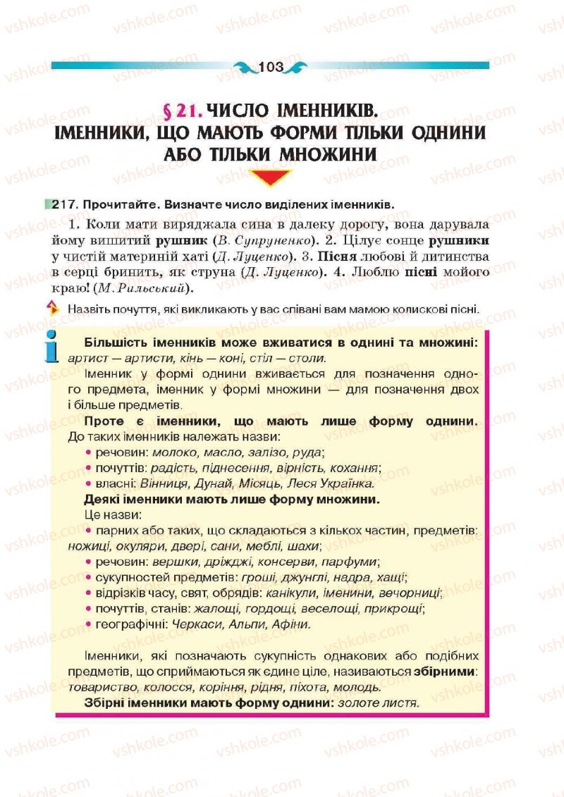 Страница 103 | Підручник Українська мова 6 клас О.П. Глазова 2014