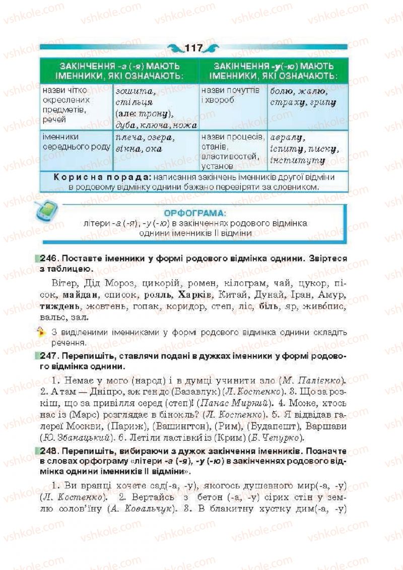 Страница 117 | Підручник Українська мова 6 клас О.П. Глазова 2014
