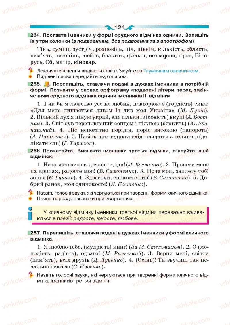 Страница 124 | Підручник Українська мова 6 клас О.П. Глазова 2014