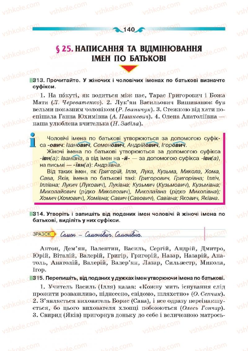 Страница 140 | Підручник Українська мова 6 клас О.П. Глазова 2014