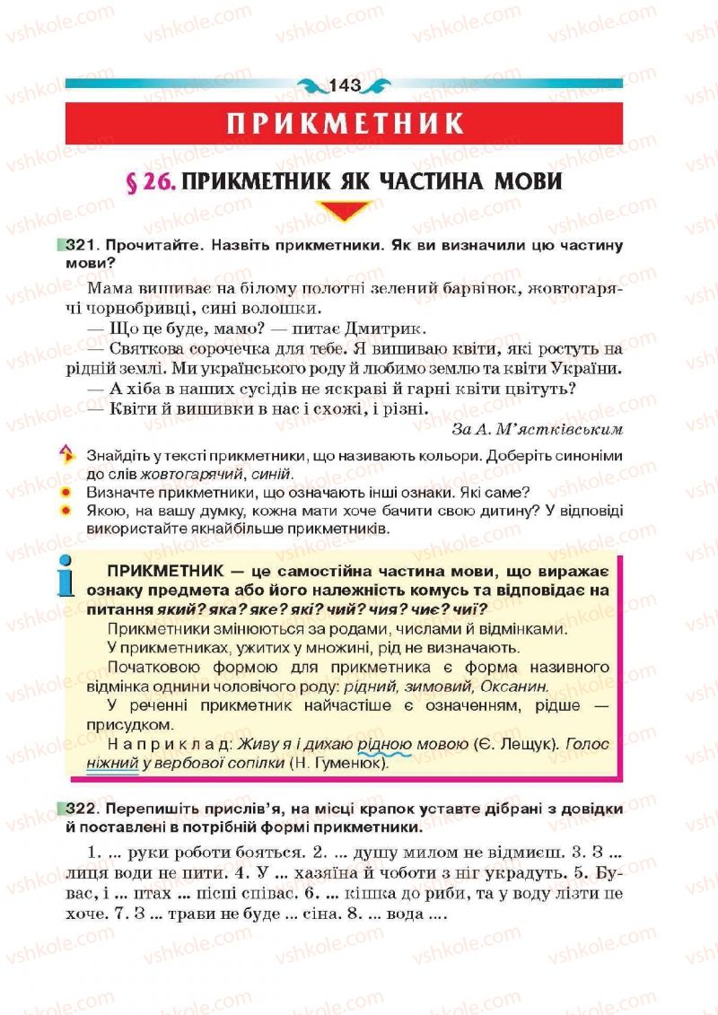 Страница 143 | Підручник Українська мова 6 клас О.П. Глазова 2014