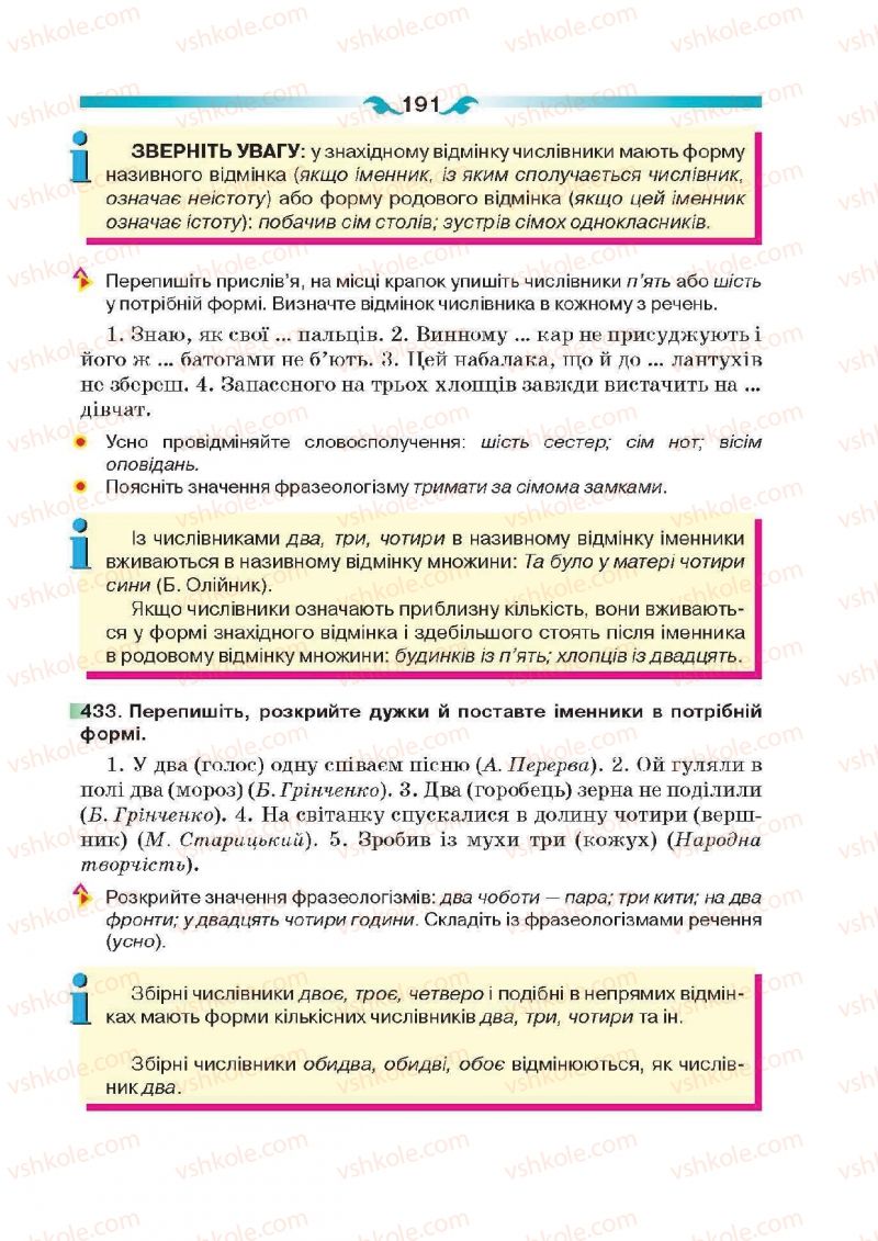 Страница 191 | Підручник Українська мова 6 клас О.П. Глазова 2014