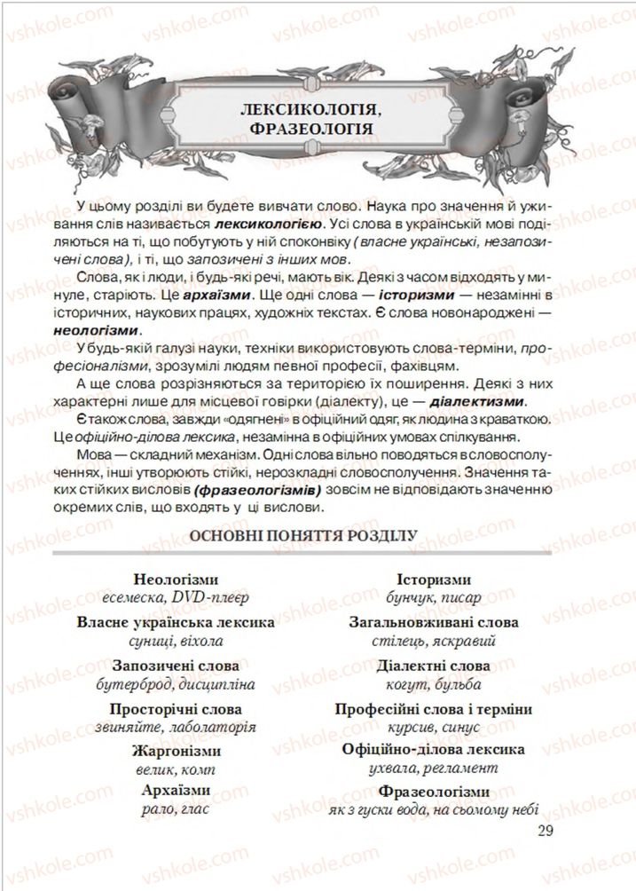 Страница 29 | Підручник Українська мова 6 клас С.Я. Єрмоленко, В.Т. Сичова, М.Г. Жук 2014