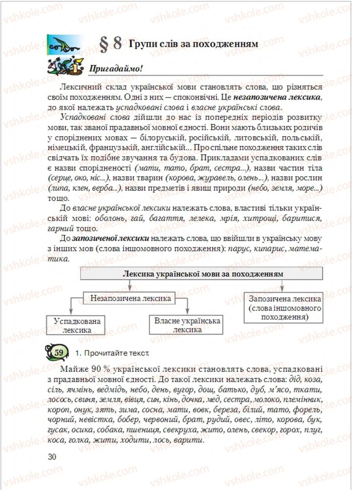 Страница 30 | Підручник Українська мова 6 клас С.Я. Єрмоленко, В.Т. Сичова, М.Г. Жук 2014