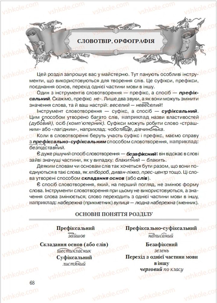 Страница 68 | Підручник Українська мова 6 клас С.Я. Єрмоленко, В.Т. Сичова, М.Г. Жук 2014