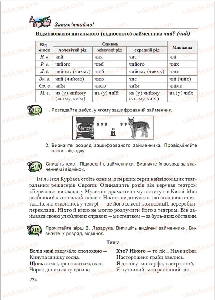 Страница 224 | Підручник Українська мова 6 клас С.Я. Єрмоленко, В.Т. Сичова, М.Г. Жук 2014