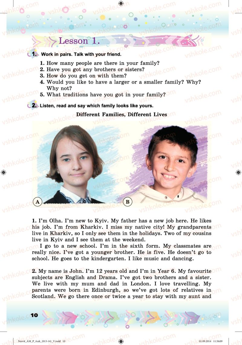Страница 10 | Підручник Англiйська мова 6 клас А.М. Несвіт 2014
