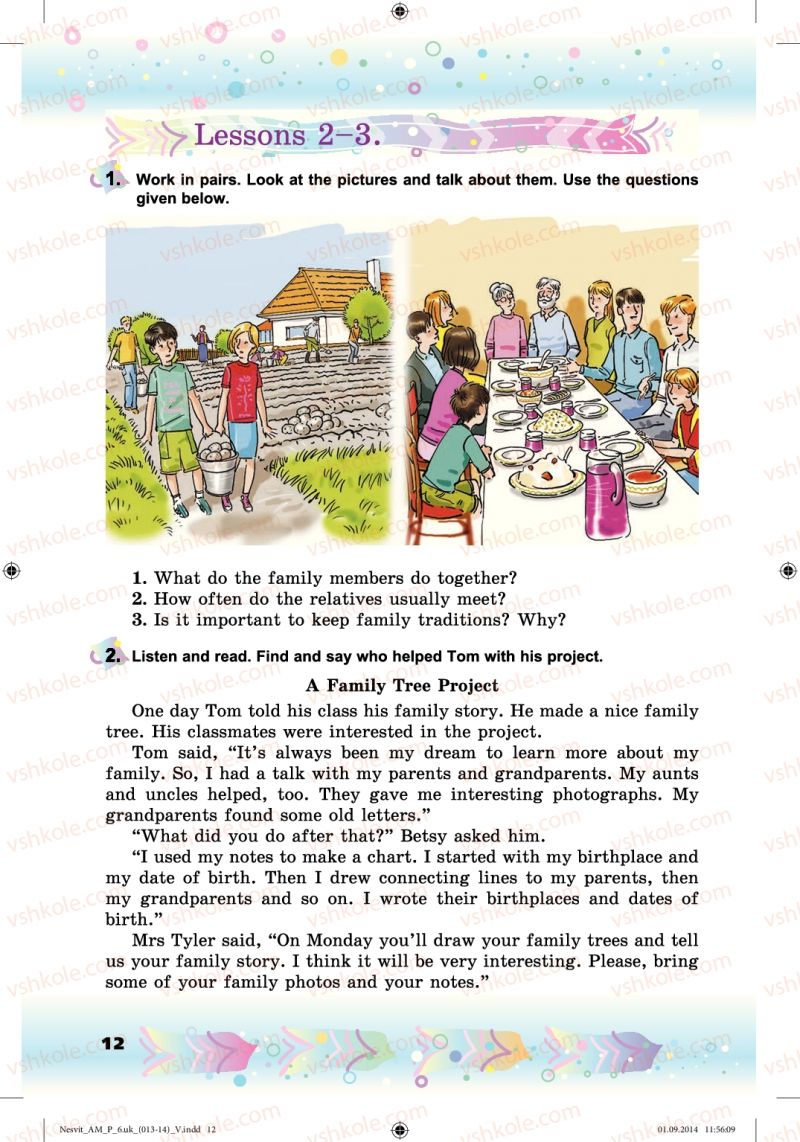 Страница 12 | Підручник Англiйська мова 6 клас А.М. Несвіт 2014