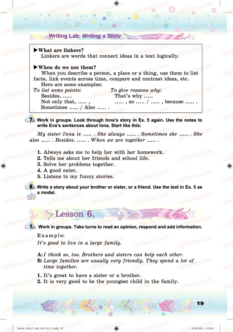 Страница 19 | Підручник Англiйська мова 6 клас А.М. Несвіт 2014