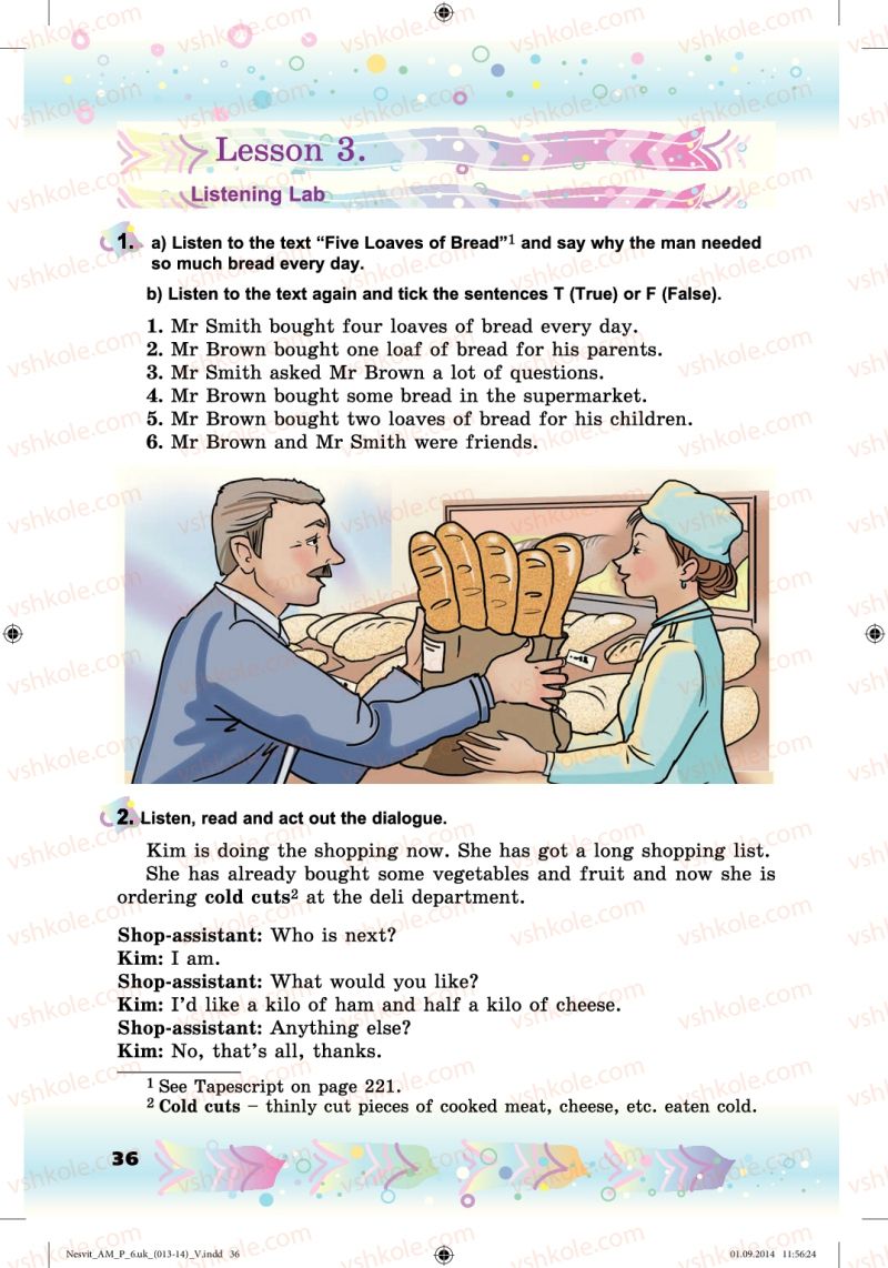 Страница 36 | Підручник Англiйська мова 6 клас А.М. Несвіт 2014