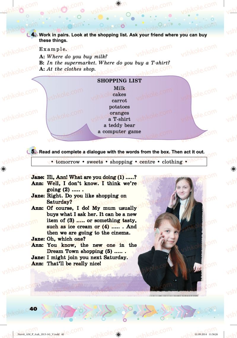 Страница 40 | Підручник Англiйська мова 6 клас А.М. Несвіт 2014