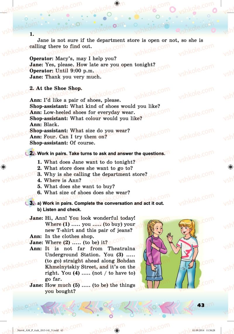 Страница 43 | Підручник Англiйська мова 6 клас А.М. Несвіт 2014
